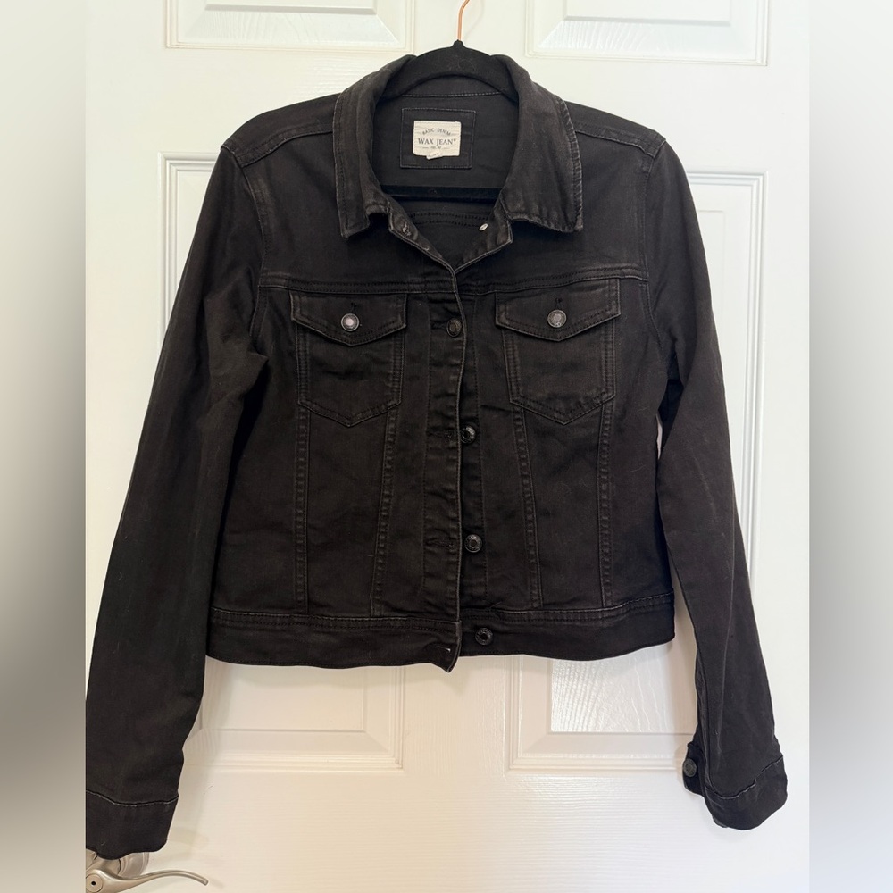 Wax Jean Women's Black Denim Stretch Jean Jacket L